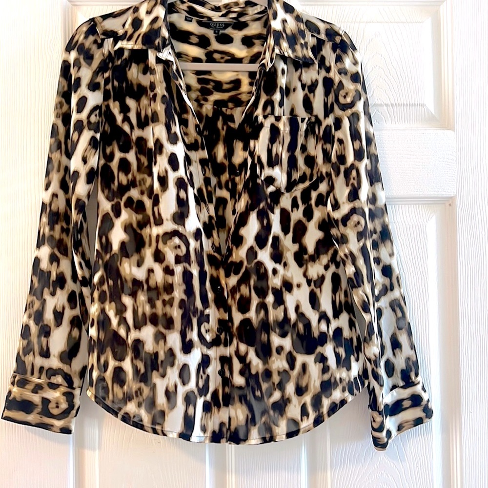 Guess sheer buttons down blouse